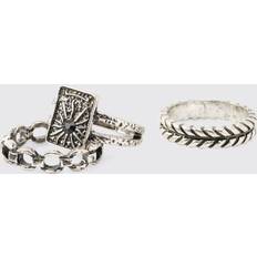 Smycken boohooMAN Mens 3 Pack Silver Rings