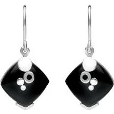 Earrings C W Sellors Sterling Silver Whitby Jet Square Bubble Detail Earrings - Silver
