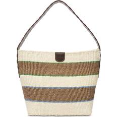 Strå Handväskor Max Mara Weekend Hinkväska Med Läderdetaljer - Beige