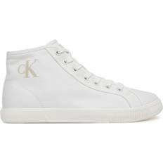 Canvas Skor Calvin Klein Canvas Low Profile High-Top Trainers - White