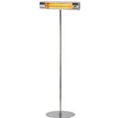 Silver Patio Heater Shadow 2Kw ULG Heater with Medium Stainless Steel Patio Heater Stand - Silver