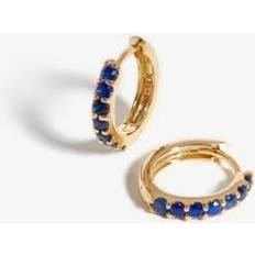 Sapphire Earrings Missoma Fine 14kt Gold Blue Sapphire Huggies - Blue