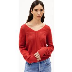 Dame - Hør Sweatere Armedangels Rabeaa Crochet Lino Sweatere Damer - Rød