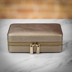 Wolf Leather Zip Jewellery Case - Pewter - Saffiano