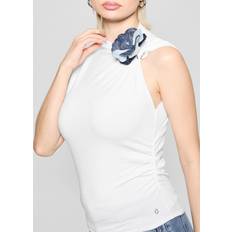 Guess Blouses Guess Sleeveless Turtleneck Cotton Top - White
