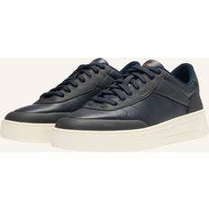 Boss Black Basketball Style Trainers In Two-Tone Leather - Dark Blue