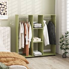 Homcom Green Wardrobes Homcom Mobile Open Storage Shelves with 6 Wheels Wardrobe