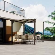 Metal Awnings Garden Sanctuary Cream Metal Outdoor Patio Pergola With Retractable Canopy
