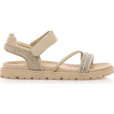 Sko Fraine Beige Sandaler Stof Fast Spænder Casual