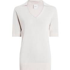 Calvin Klein Beige Polotrøjer Calvin Klein Slim Viscose Silk Polo Jumper - Beige