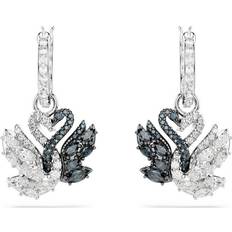 Swarovski Black Earrings Swarovski Swan Drop Earrings - Black