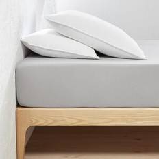 Textiles LA REDOUTE INTERIEURS Scenario 35cm High 30% Recycled Cotton Jersey Fitted 90X190cm Light Grey Marl Bed Sheet
