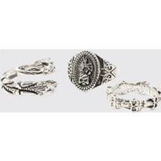 Smycken boohooMAN Mens Silver Signet Ring 3 Pack