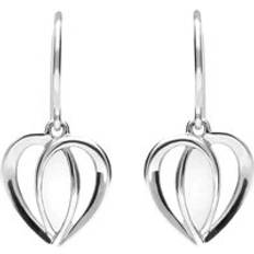 Earrings C W Sellors Sterling Silver Bauxite Heart Drop Earrings - Silver