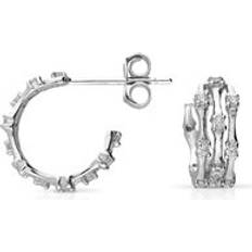 Jewellery John Greed Signature Silver Three Row CZ Hoop Earrings - Silver