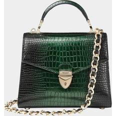 Aspinal of London Midi Mayfair 2 Croc Leather Crossbody Bag - Black
