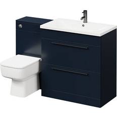 Deep Blue 1300mm Vanity Unit Toilet Suite with 1 Tap Hole Basin and 2 Dra