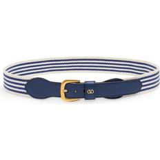 Stripes Belts Valentino Garavani Vlogo Signature Calfskin Belt 35 Mm - White/Blue