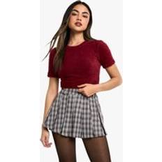 Grey Skirts boohoo Womens Check Pleat Mini Skirt - Charcoal