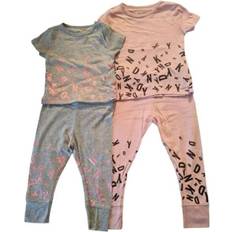 DKNY Girls Logo Pyjama Set - Grey/Sparkle Pink