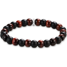 Charm Bracelets - Unisex Armbånd Thomas Sabo Bracelet Obsidian Red Tigers Eye 9 mm - Red/Black/Silver