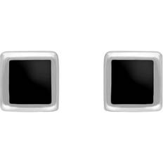 Earrings C W Sellors Sterling Silver Whitby Jet Dinky Square Stud Earrings - Silver
