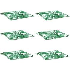 Chair Cushions vidaXL 6 Pcs Leaf Pattern 50x50x3 cm Green Chair Cushions Green
