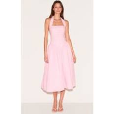 PrettyLittleThing Embroidered Cotton Halterneck Midaxi Dress - Pink