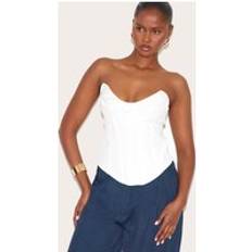 White Corsets PrettyLittleThing Woven Boned Corset - White
