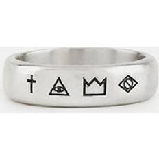 Serge Denimes Mens Silver 4 Symbols Ring - Silver
