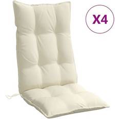 Coussins de chaise vidaXL Coussins À Dossier Haut Lot 4 Crème Tissu Oxford Coussin de chaise