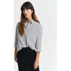 Gant Skjortor Gant Relaxed Fit Randig Poplinskjorta - Evening Blue