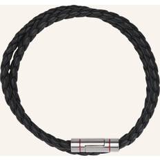 E-Doublebraid2-Bra Flettet Læderarmbånd Med Logolukning - Black