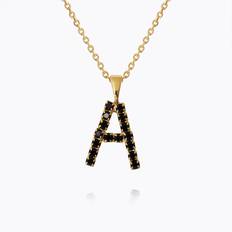 Smycken Caroline Svedbom Mini Letter Black Necklace - Gold