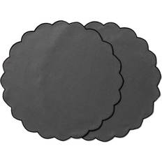 Linne Bordstabletter Scallopped 2-Pack 36 cm Grå Bordstablett Grå