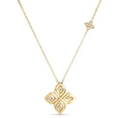 Roberto Coin 18ct Yellow Gold Diamond Arabesque Flower Collar Necklace