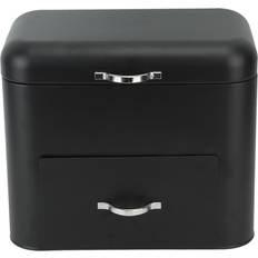 Järn Brödlådor Tomtop Jms Iron 2 Shelves Large Capacity Large Farmhouse Bread Container L Black Bread Box
