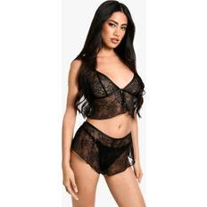 Boohoo Lingerie Sets boohoo Womens Lace Bralette and Short Set - Black