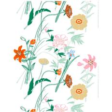 Bomuld Metervarer Marimekko Puutarhakutsut Bomuldsstof White-Green-Orange Metervare Orange, Grøn, Hvid