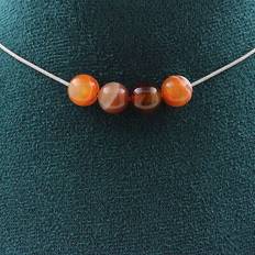 Agat Halsband Minerals Necklace 4 Agate Ribbon Beads 8 mm - Stainless Steel