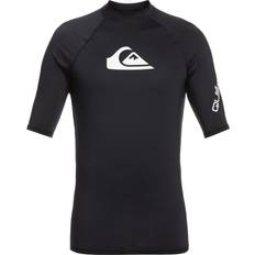 Black Rash Guards & Base Layers Quiksilver Mens All Time Short Sleeve UPF 50 Swimming Rash Guard Vest Top