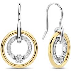 Ti Sento Smycken Ti Sento Circles Cross-Over Gold CZ Double Circle Drop Ear