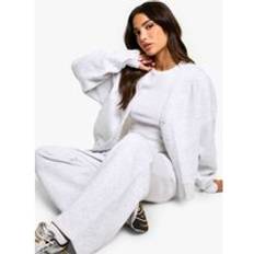Boohoo Suits boohoo Womens Petite Button Cardigan Straight Leg Tracksuit - Grey
