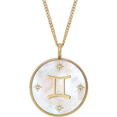Fossil Gold-Tone Stainless Steel Gemini Pendant Necklace - White