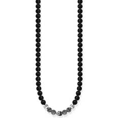 Obsidian Necklaces Thomas Sabo Obsidian Kette Totenkopf Design - Schwarz