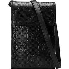 Gucci Messenger Bags Gucci Logo Embossing Leather Shoulder Messenger Bag Mini - Black