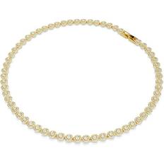 Gold Jewellery Sets Swarovski Una Angelic Gold Plated Round Cut Necklace - White