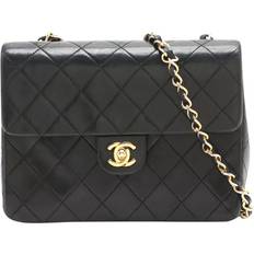 Chanel Handbags Chanel Vintage 1989 Mini Lambskin Quilted Classic Single Flap Shoulder Bag - Black