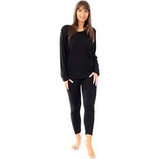 Base Layer Sets Daisy Dreamer Womens Thermal Set Long Sleeve Top Pants - Black