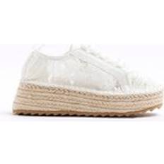 Espadrilles Children's Shoes River Island Girls White Lace Espadrille Trainers - c13